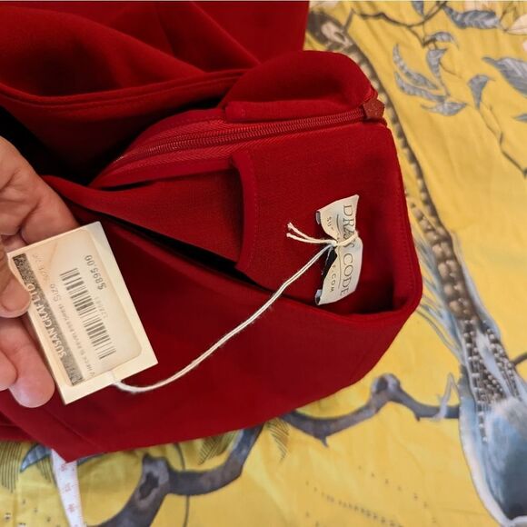 DRESS code by Susan graf red v neck stretch wool pencil dress sz 2 nwt - Picture 6 of 6